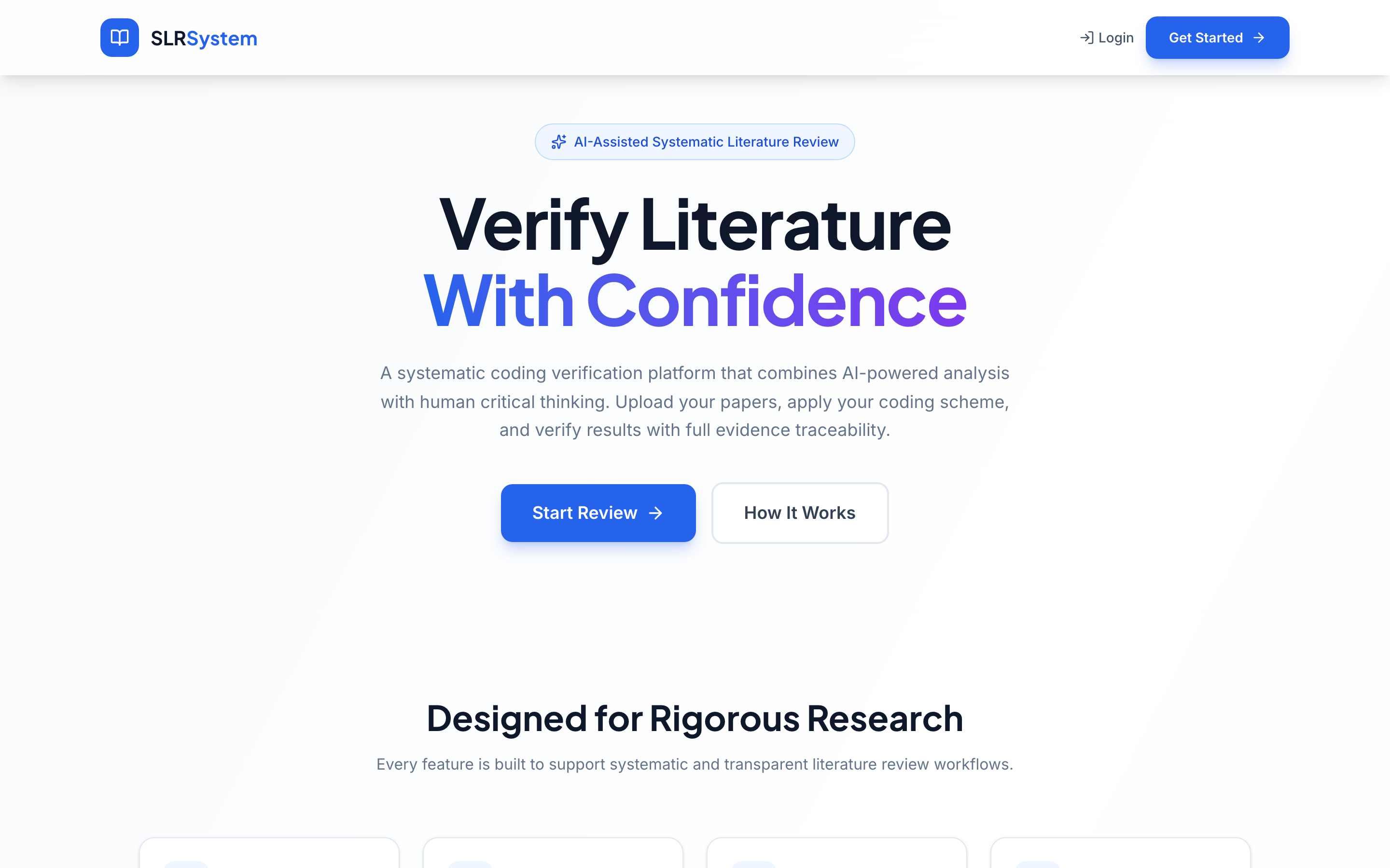 Live preview of the SLR System landing page